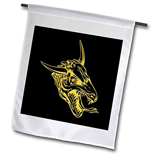 3dRose Head of a Two-Horned Firedrake. Yellow on Black Gift Charm - Flags -fl_326162_1-