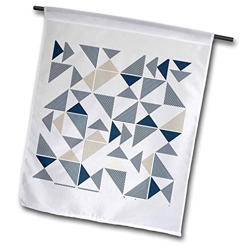 3dRose Lens Art by Florene - Geometric Xtra Bright - Image of Modern Navy and Taupe Triangles in A Pattern - 12 x 18 inch Garden Flag -fl_324430_1-