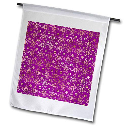 3dRose Anne Marie Baugh - Patterns - Pretty Image of Gold Swirl Circles On Purple Pattern - 12 x 18 inch Garden Flag -fl_307941_1-