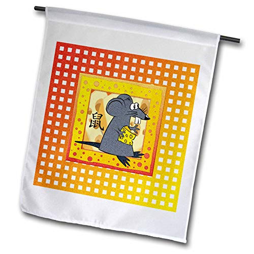 3dRose Sign of The Rat in Chinese Rat Eating Cheese in Frame Yellow Orange - Flags -fl_327485_1- 3dRose Sign of The Rat in Chinese Rat Eating Cheese in Frame Yellow Orange - Flags -fl_327485_1-