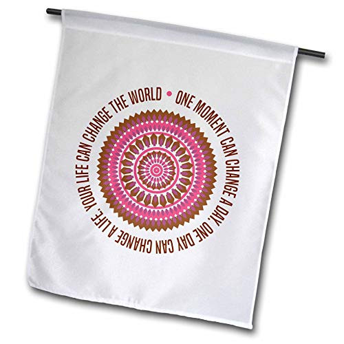 3dRose Alexis Design - Motivational and 12 Steps - Brown Mandala and a Text One Moment can Change a Day. Around it - 12 x 18 inch Garden Flag -fl_302109_1-