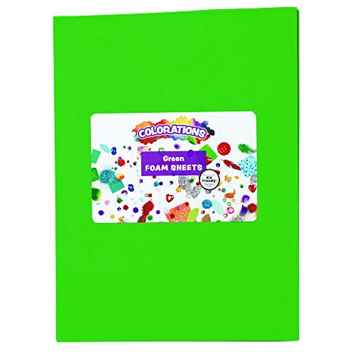 Colorations Green Foam Sheets 10 Pack 9 x 12 Craft Foam Sheets Easy to Cut  and  Bend Foam Sheets Bend Foam Sheets for Kids Crafts Collaging Foam Sheets