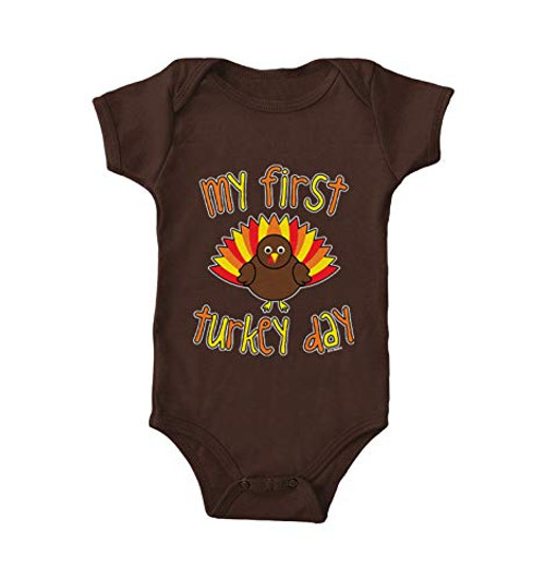 Haase Unlimited My First Turkey Day - Happy Thanksgiving Bodysuit -Brown 6 Months- Haase Unlimited My First Turkey Day - Happy Thanksgiving Bodysuit -Brown 6 Months-