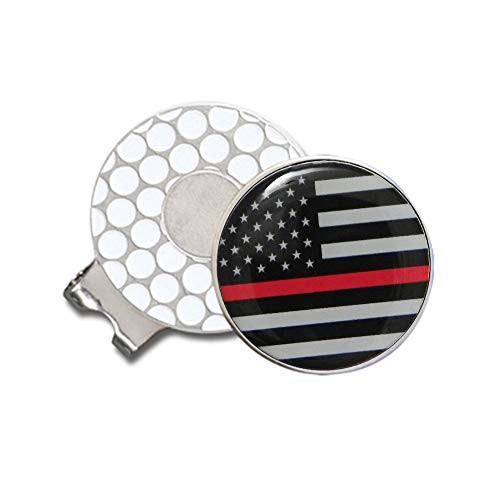 Indiana Metal Craft Thin Red Line Golf Ball Hat Clip with Ball Marker -1 inch-