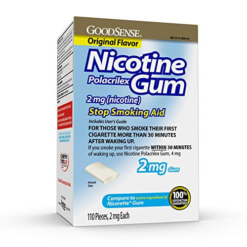GoodSense Nicotine Polacrilex Uncoated Gum 2 mg -Nicotine- Original Flavor Stop Smoking Aid Quit Smoking with Nicotine Gum 110 Count