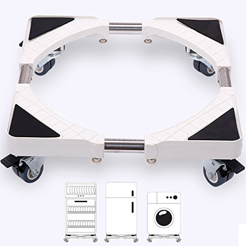 Multi-functional Movable Base Telescopic Furniture Dolly Roller Adjustable with 8 Locking Rubber Swivel Wheels for Dryer, Washing Machine and Refrigerator