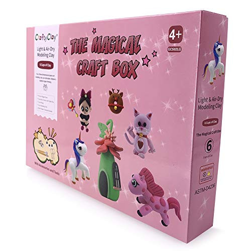 Genova Art CraftyClay - 24 Color Air Dry Clays - A Fantastic Theme for Teaching Crafts - Air Dry Modeling Clay Kit for Kids - The Magical Craft Box - 120 Projects Tutorials