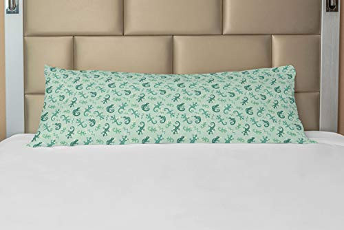 Ambesonne Reptile Body Pillow Case Cover with Zipper Exotic Lizards Chameleons Leaping Illustration Nature Reptiles Kids Nursery Decorative Accent Long Pillowcase 21 inch x 54 inch Green Mint