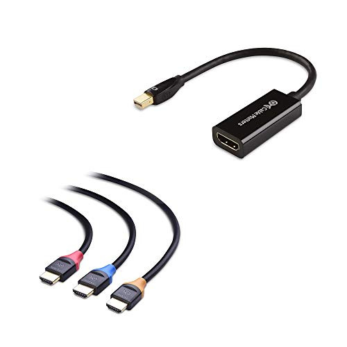 Cable Matters Mini DisplayPort to HDMI Adapter -Mini DP to HDMI- in Black - Thunderbolt and Thunderbolt 2 Port Compatible  and  HDMI to HDMI Cable