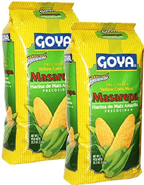 2 Pack - Goya Masarepa Yellow Corn Meal 35.2 oz Harina de Maiz Amarilla Arepas