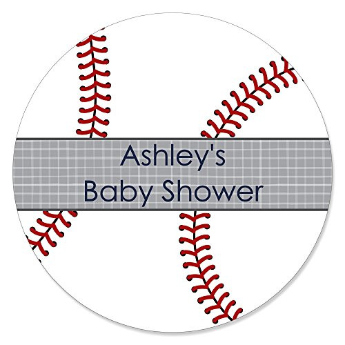 Custom Batter Up - Baseball - Personalized Baby Shower or Birthday Party Favor Circle Sticker Labels - Set of 24
