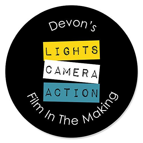 Personalized Movie - Custom Hollywood Party Favor Circle Sticker Labels - Custom Text - 24 Count