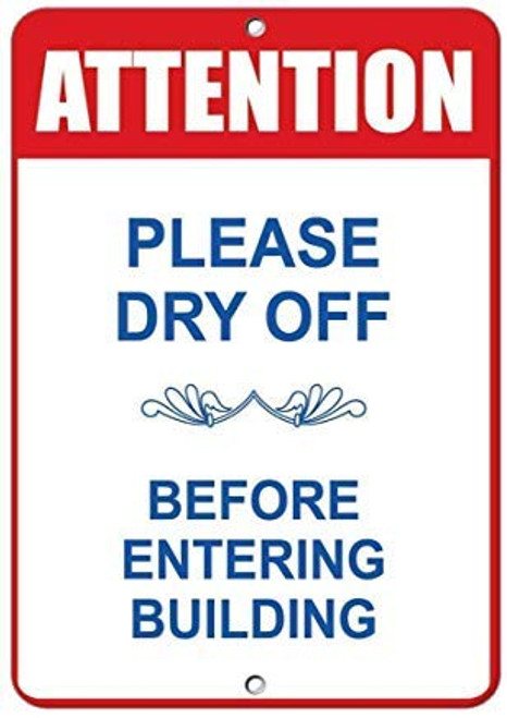 PinkSoft Decorative Sign Attention Please Dry Off Before Entering Building Aluminum Metal Sign Yard Fence Sign Gift