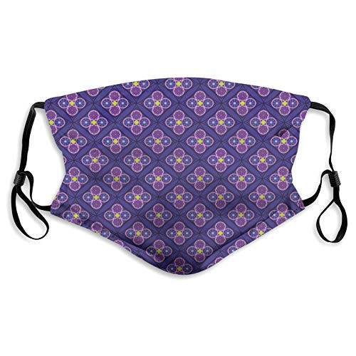 Fillter Face Cloth for Men and Women Artful Geometric Pattern Of Rhombuses With Circles Symmetric Beauty Image Reusable Windproof Mouth Anti Dust Double Protection