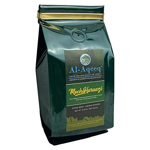 Al-Aqeeq Whole Bean Yemen Coffee- Authentic Yemeni Coffee- Freshly Roasted Coffee- Mocha-Haraazi Coffee Beans- Coffee From Around The World- Arabica Coffee Beans- Specialty Coffee- Medium-Roasted