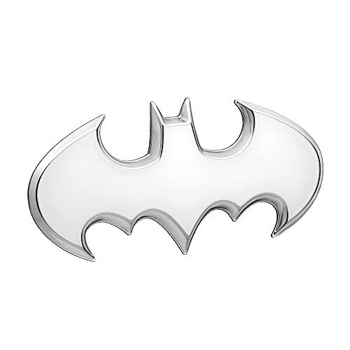 Fan Emblems Batman Car Badge, Satin Chrome Batwing Logo 3D Automotive Sticker Decal, Flexes to Fully Adhere to Most Smooth Surfaces - Vehicles, Laptops, Windows, Almost Anything