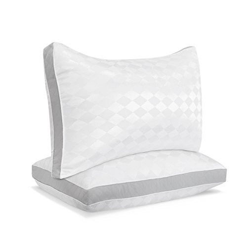 Beckham Hotel Collection Gusset Gel Pillow (2-Pack) - Diamond Embossed Luxury Gel Pillow - Hypoallergenic & Dust Mite Resistant -Queen