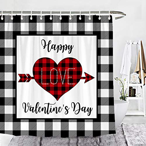 Wencal Buffalo Check Plaid Happy Valentines Day Shower Curtain Heart Love Arrow Farmhouse Bathroom Decor with Hooks 72 x 72 Inches Wencal Buffalo Check Plaid Happy Valentines Day Shower Curtain Heart Love Arrow Farmhouse Bathroom Decor with Hooks 72 x 72 Inches