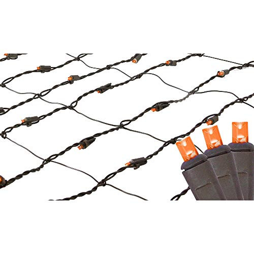 2 x 8 Orange LED Net Style Tree Trunk Wrap Christmas Lights - Brown Wire