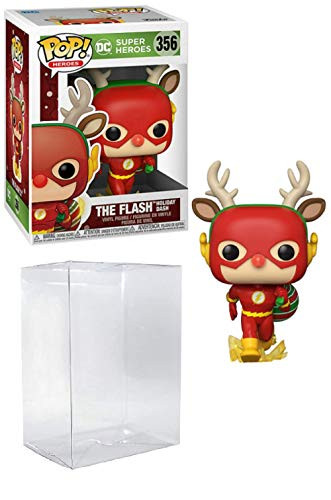 The Flash as Rudolph Holiday Dash Pop 356 DC Super Heroes Vinyl Figure -Bundled with EcoTek Protector to Protect Display Box-