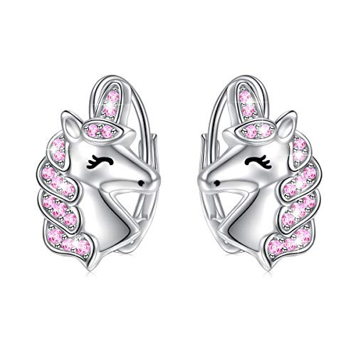 925 Sterling Silver Magical Unicorn Earrings Pink Unicorn Drop Dangle Leverback Earrings for Women Daughter Gift 925 Sterling Silver Magical Unicorn Earrings Pink Unicorn Drop Dangle Leverback Earrings for Women Daughter Gift