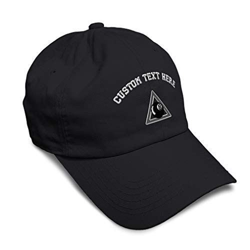 Custom Soft Baseball Cap Billiards Pool Triangle B and W Embroidery Twill Cotton Dad Hats for Men  and  Women Buckle Closure Black Personalized Text Here