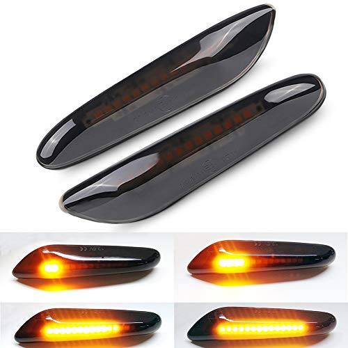 Dunxunn Dynamic Sequential Amber LED Side Marker Light Front Fender Turn Signal Blinker Lamp Assembly for BMW E90 E91 E92 E93 E60 E61 E46 E53 X5 E83 X3 X1 E87 E88