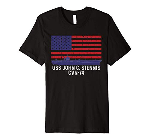 USS John C. Stennis CVN-74 Aircraft Carrier Vintage US Flag Premium T-Shirt