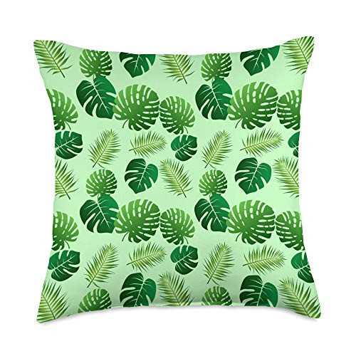 Monstera Leaves Plants Pattern Design Plant Lovers Green Monstera Leaves House Plants Pattern Cute Gift Throw Pillow 18x18 Multicolor
