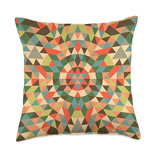 Geometric Mandala Designs Geometric Triangle Circle Kaleidoscope Mandala Coral Teal Throw Pillow 18x18 Multicolor
