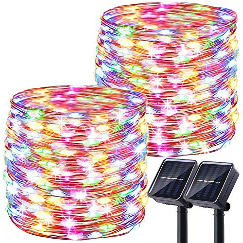 LiyuanQ Upgraded Solar Powered String Lights 2 Pack 8 Modes 200 LED Solar Fairy Lights Waterproof 66ft Copper Wire Lights Outdoor Garden String Lights for Home Patio Yard Party Decorat -Multi- LiyuanQ Upgraded Solar Powered String Lights 2 Pack 8 Modes 200 LED Solar Fairy Lights Waterproof 66ft Copper Wire Lights Outdoor Garden String Lights for Home Patio Yard Party Decorat -Multi-