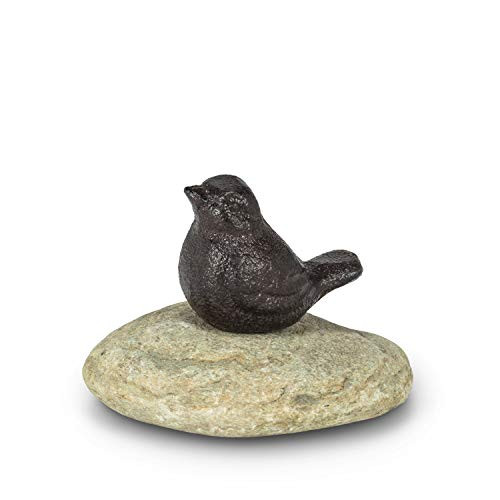 Abbott Collection 27-IRONAGE-491 Bird on Natural Stone 3.5 inches W Dark Brown/Grey