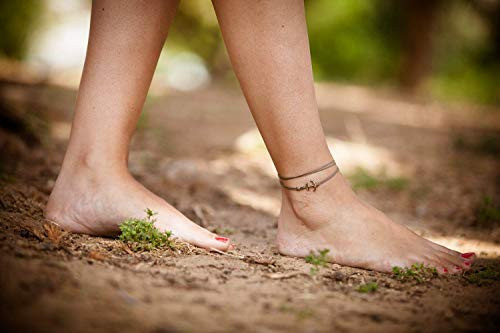Anchor anklet brown nautical wrap anklet with a bronze charm brown ankle bracelet gift for her summer beach jewelry nautical minimalist