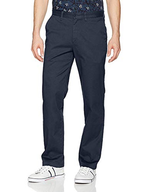 Nautica Mens Classic Fit Flat Front Stretch Solid Chino Deck Pant True Navy 34W 34L