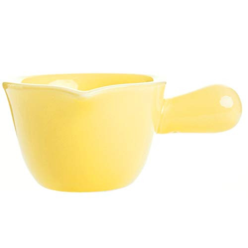 Gravy jug Porcelain Gravy Sauce Boat Gravy Sauce Boat Saucer Stand Traditional Porcelain Gravy Sauce Boat with Saucer Porcelain Gravy Boat cream jug with handle -Color  Yellow-