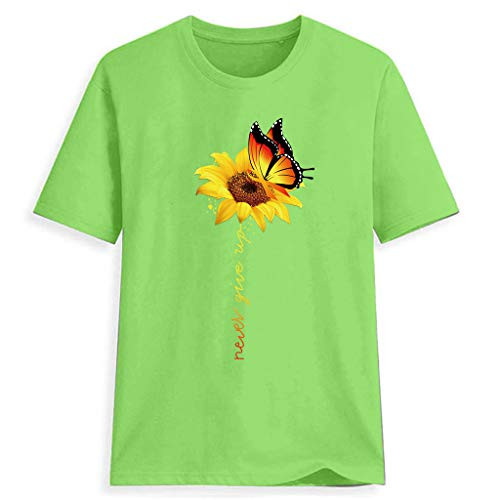 Meikosks Womens Sunflower Print Tops Crewneck Short Sleeve Blouses Summer Casual T Shirt Green Meikosks Womens Sunflower Print Tops Crewneck Short Sleeve Blouses Summer Casual T Shirt Green