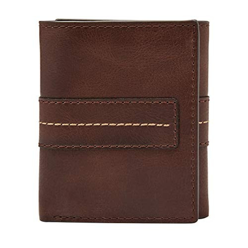 Relic by Fossil Mens Grafton Leather and Polyester Trifold Wallet Color Dark Brown Model -RML0908201-