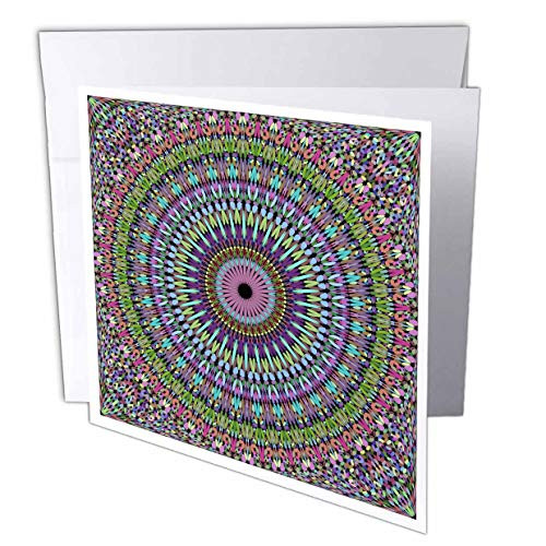 3dRose David Zydd - Floral Mandalas - Colorful Crop Circle Mandala - Bohemian Kaleidoscope Design - 6 Greeting Cards with envelopes -gc_300435_1-