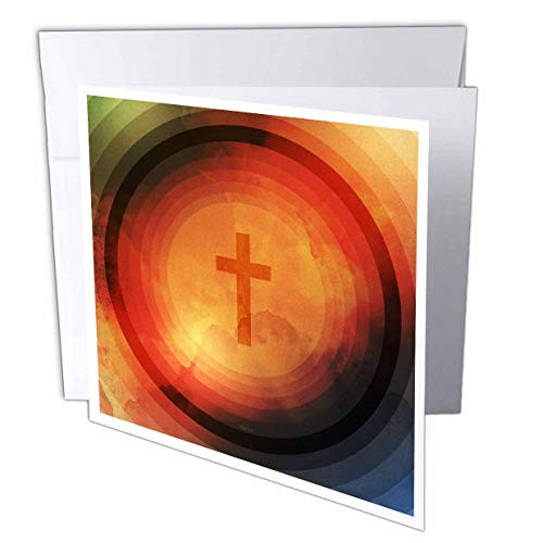 3dRose Phil Perkins - Religion - Thanks Be to God - Grunge Graphic Design with Circles and Cross - 6 Greeting Cards with envelopes -gc_174248_1-