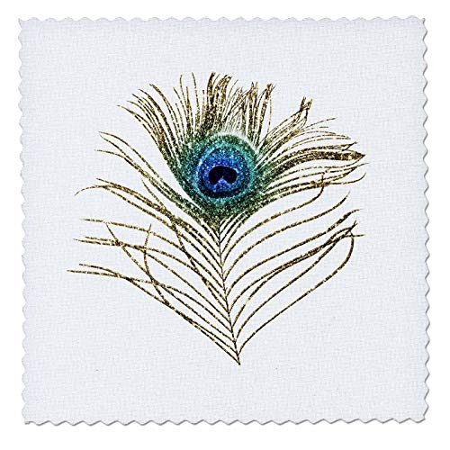 3dRose Glam Image Of Gold Blue and Green Image Of Glitter Peacock. - Quilt Squares -qs_335971_4-
