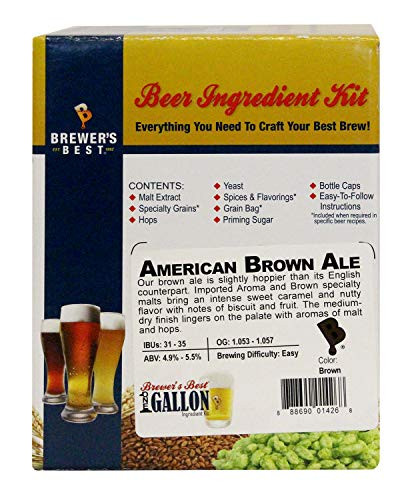 Brewers Best One Gallon Home Brew Beer Ingredient Kit -American Brown Ale-