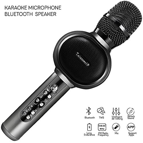 Laiannwell Karaoke Microphone,Wireless Bluetooth Karaoke Machine with Portable Speaker for Singing,Recording,Interviews or Podcasts