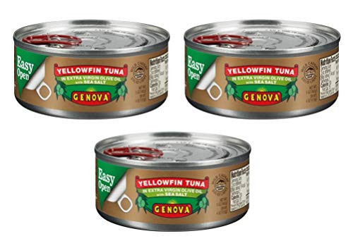 Genova Yellowfin Tuna in Extra Virgin Olive Oil with Sea Salt 5 oz Can -Pack of 3-