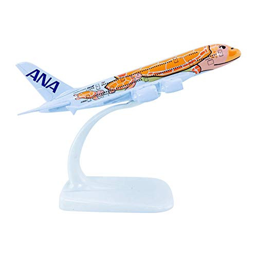 LOadSEcr Airplane Toy Alloy Metal Model Aircraft Air Plane Model 1/500 Mini Simulated Solid Alloy ANA A380 Kala Airplane Model Toy Home Ornament Orange