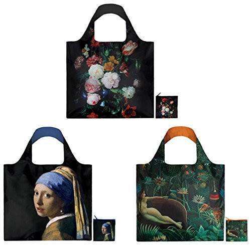 LOQI Masterpieces Museum Reusable Bags (Set of 3), Multicolor
