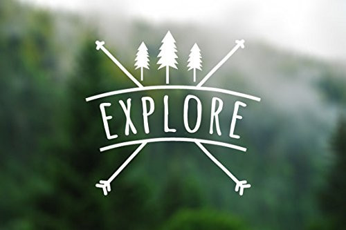 Explore Wanderlust Decal Vinyl Sticker|Cars Trucks Vans Walls Laptop| White |5.5 x 5.25 in|CCI1309
