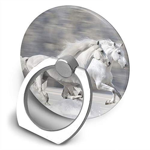 360 Degree Finger Stand Cell Phone Ring Holder Car Mount with Hook for Smartphone-Running White Horse
