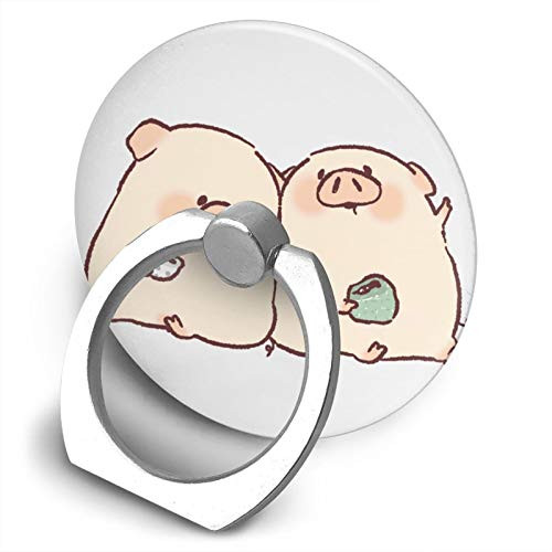360 Degree Finger Stand Cell Phone Ring Holder Car Mount with Hook for Smartphone-Cute Pig