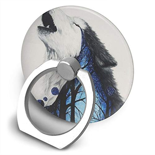 360 Degree Finger Stand Cell Phone Ring Holder Car Mount with Hook for Smartphone-Color Wolf