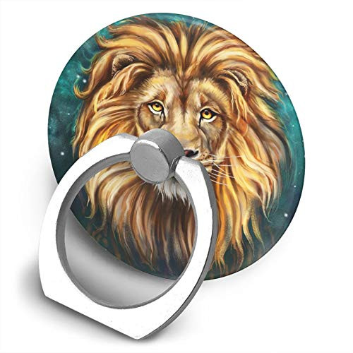 360 Degree Finger Stand Cell Phone Ring Holder Car Mount with Hook for Smartphone-Lion Starry Sky Animal